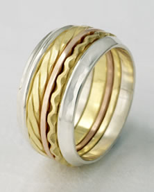 'Stacking Ring' in silver and gold no stone